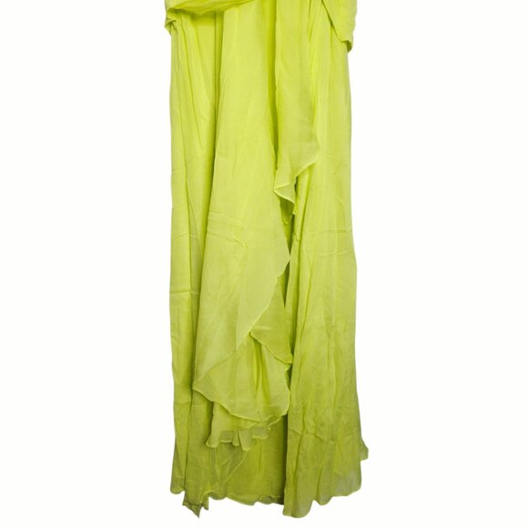 House of CB Olessia Acid Lime Backless Halter Maxi Dress Size L+ XL - Picture 7 of 13